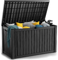 PatioZen 180 Gallon Resin Deck Box, Lockable Patio Outdoor Storage Box for Furniture, Garden Tools and Tools Storage, Waterproof Outside Storage Boxes - Black