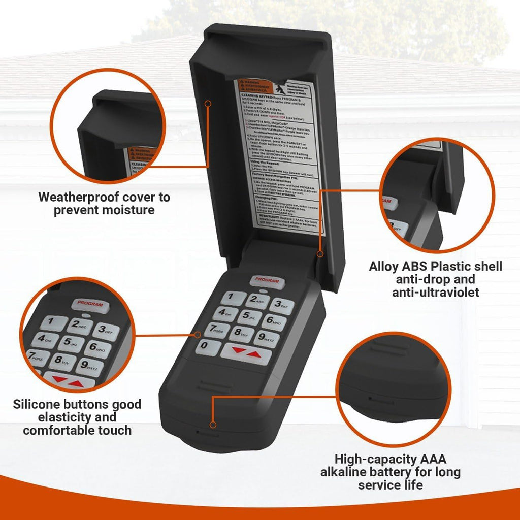 for GK-R Garage Door Opener Keypad, Compatible with All Genie Intellicode and Overhead Garage Door Openers, Replace 37332R, GK-BX, OKP-BX, GWKP, GWK-IC, ACSDG, ACSDA1, ACSD1G, B8QACSDA etc. (Black)