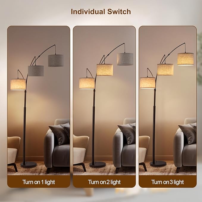 Fansdrick 3 Light Arc Floor Lamps