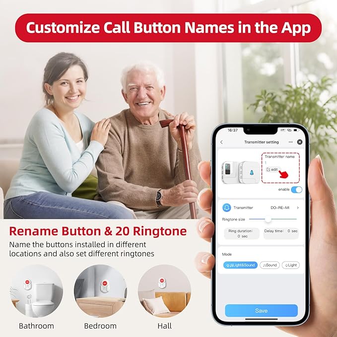 CallToU Wi-Fi Wireless Caregiver Pager Call Button