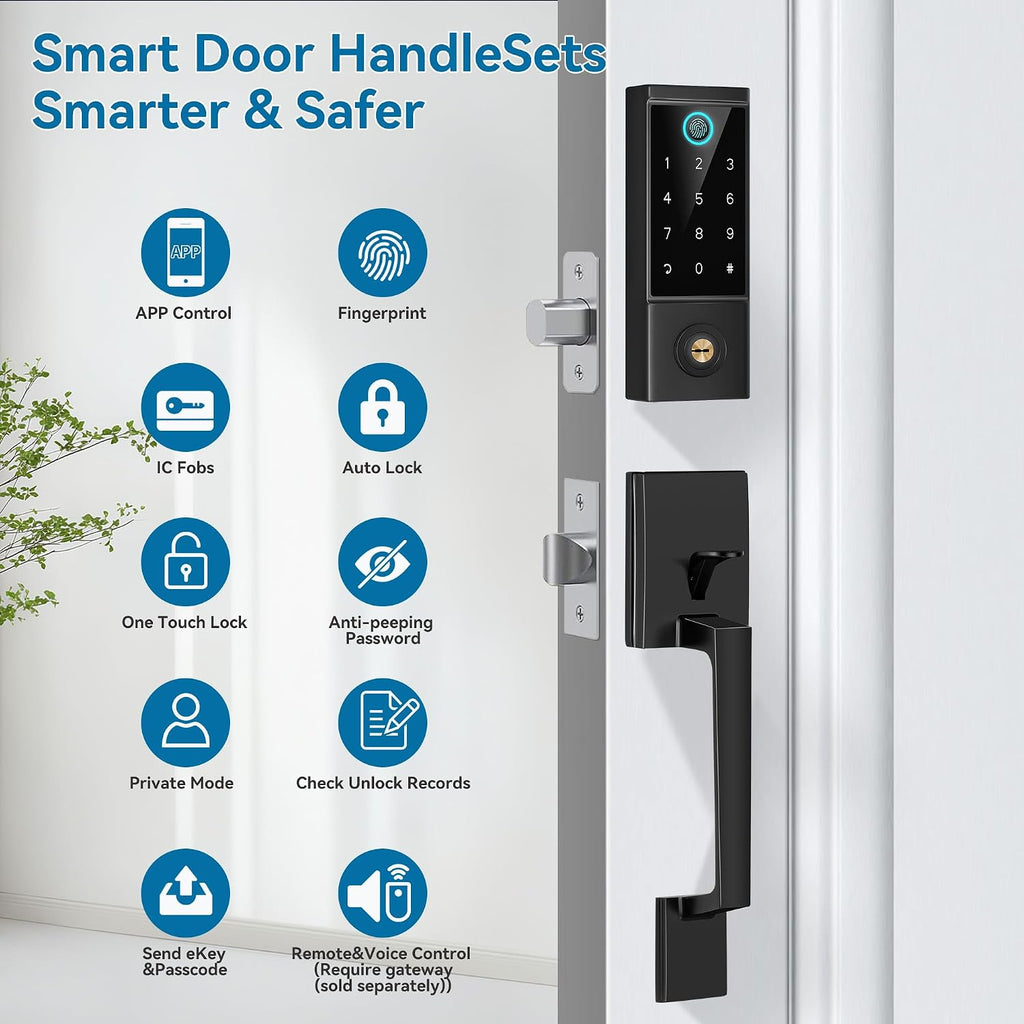 bebasia app fingerprint smart door lock with front shown in use