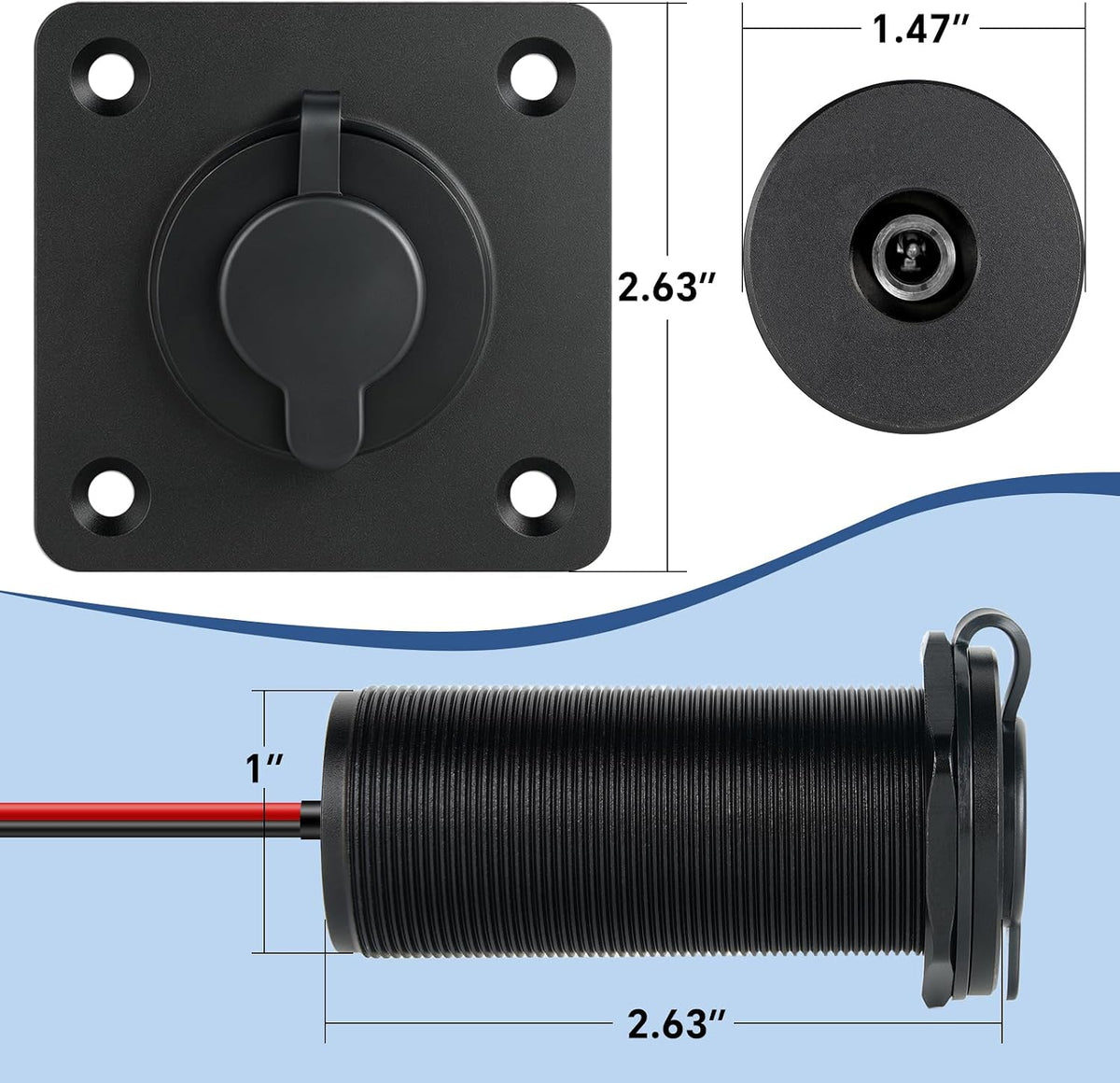 30v bulkhead fitting power supply pass through for on a desk or shelf