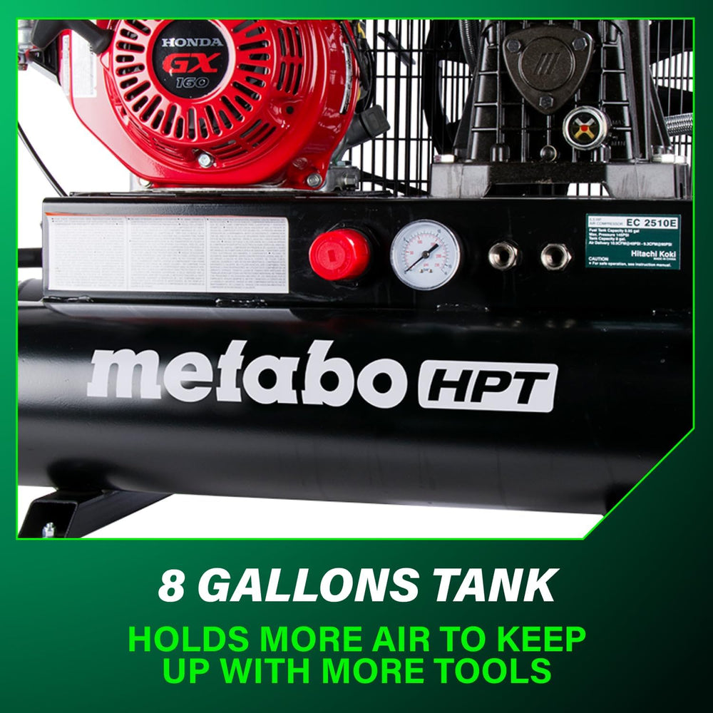 Metabo HPT Gas Powered Wheeled Air Compressor, 8 Gallon, EC2510E