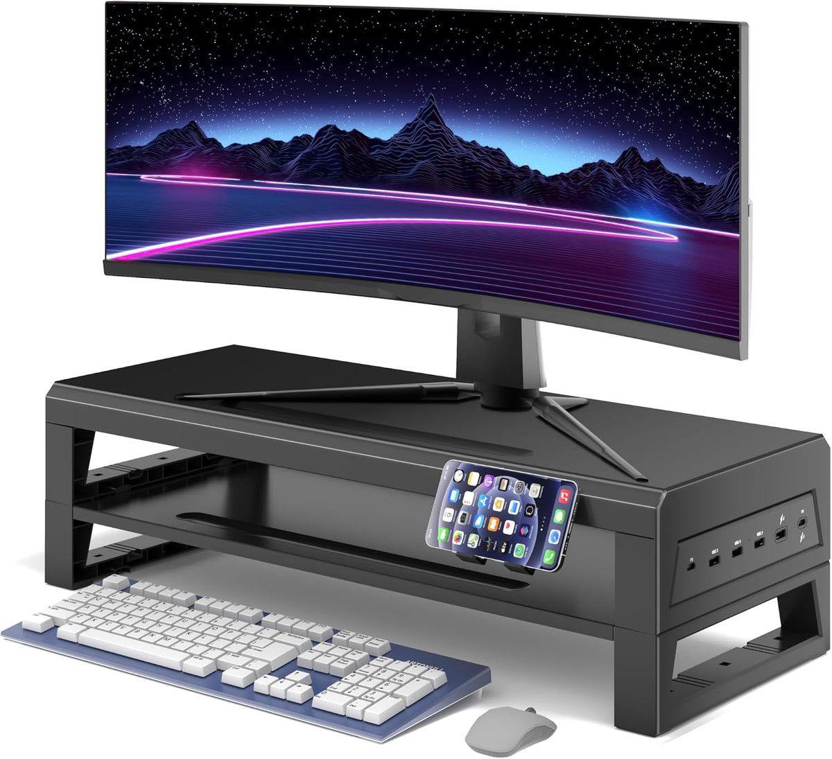 GECKOSTROLL 2-Tier Metal Computer Monitor Stand & Laptop Desk Shelf, 21.6 Inches