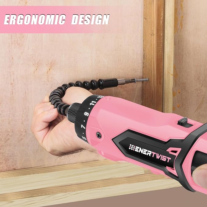 Enertwist Electric Screwdriver, 8V Max 10Nm Pink Cordless Screwdriver