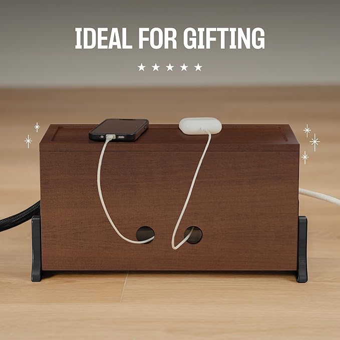 Extra Large Cable Management Box, Wood Cord Hider Box & Organizer