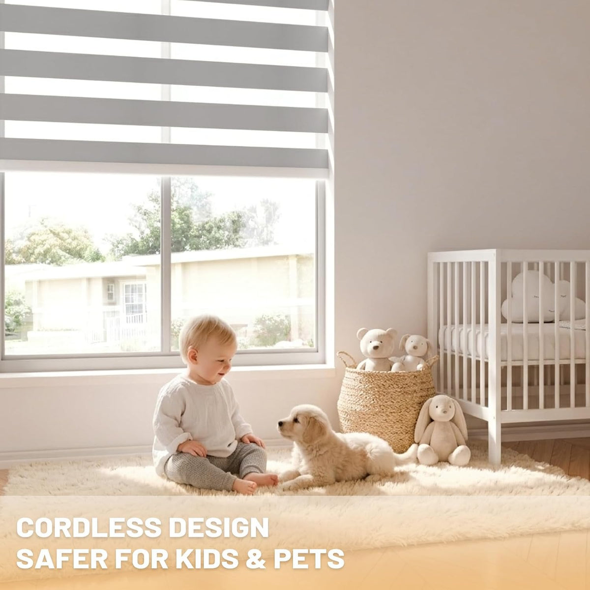 Motorized Zebra Blinds with Remote, Cordless Smart Shades