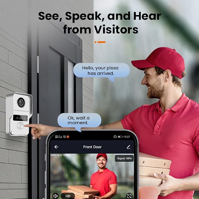 KeonBell 2 Wired Video Intercom System, 7 Inches Video Doorbell Camera