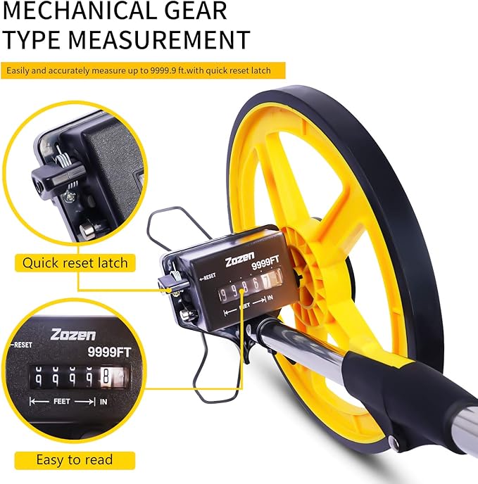Zozen Measuring Wheel, Folding Portable Distance Measuring in Feet, Double