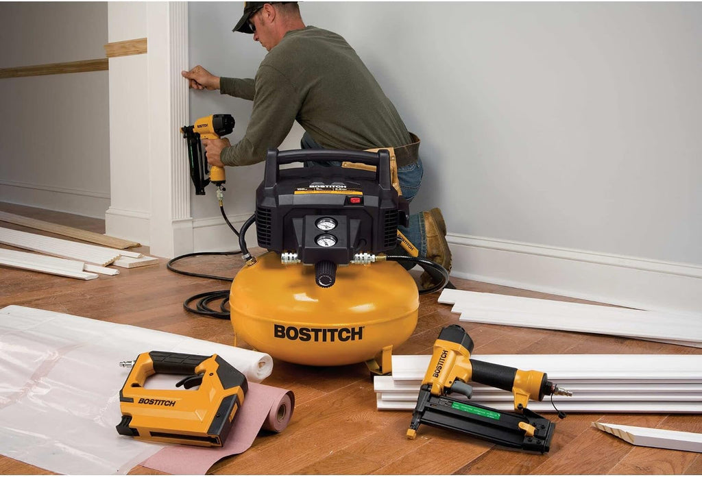 BOSTITCH Pancake Air Compressor, Oil-Free, 6 Gallon, 150 PSI (BTFP02012)