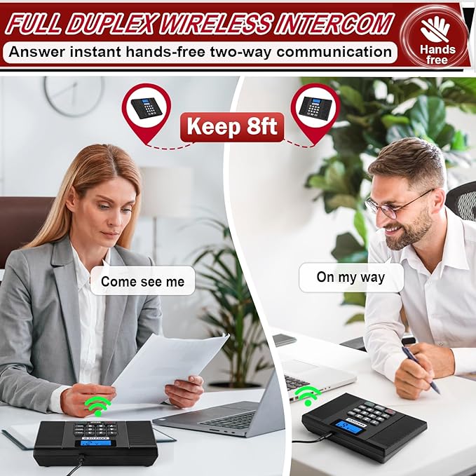 SANZUCO Intercoms Wireless for Home 60D, 2025 Hands Free Intercom Long Range