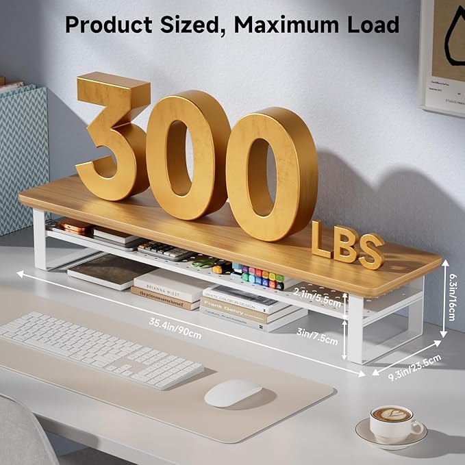 NestNeat Dual Monitor Stand, 35.4 Inch Monitor Stand Riser