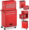 IRONMAX 6 Drawers Rolling Tool Chest, 2 in 1 Detachable Tool Cabinet, Red