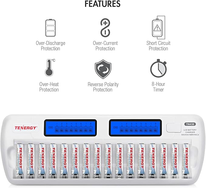 Tenergy TN438 16-Slot Smart Battery Charger