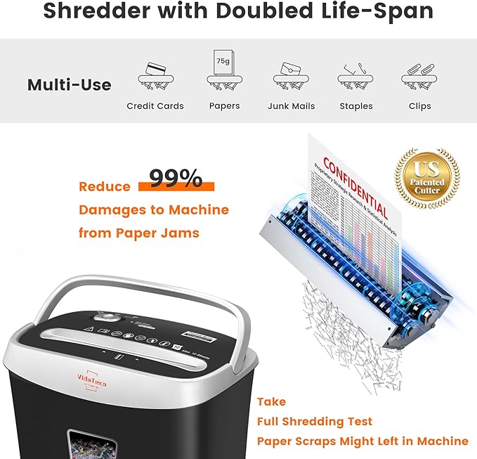 VidaTeco Paper Shredder for Home Office Heavy Duty