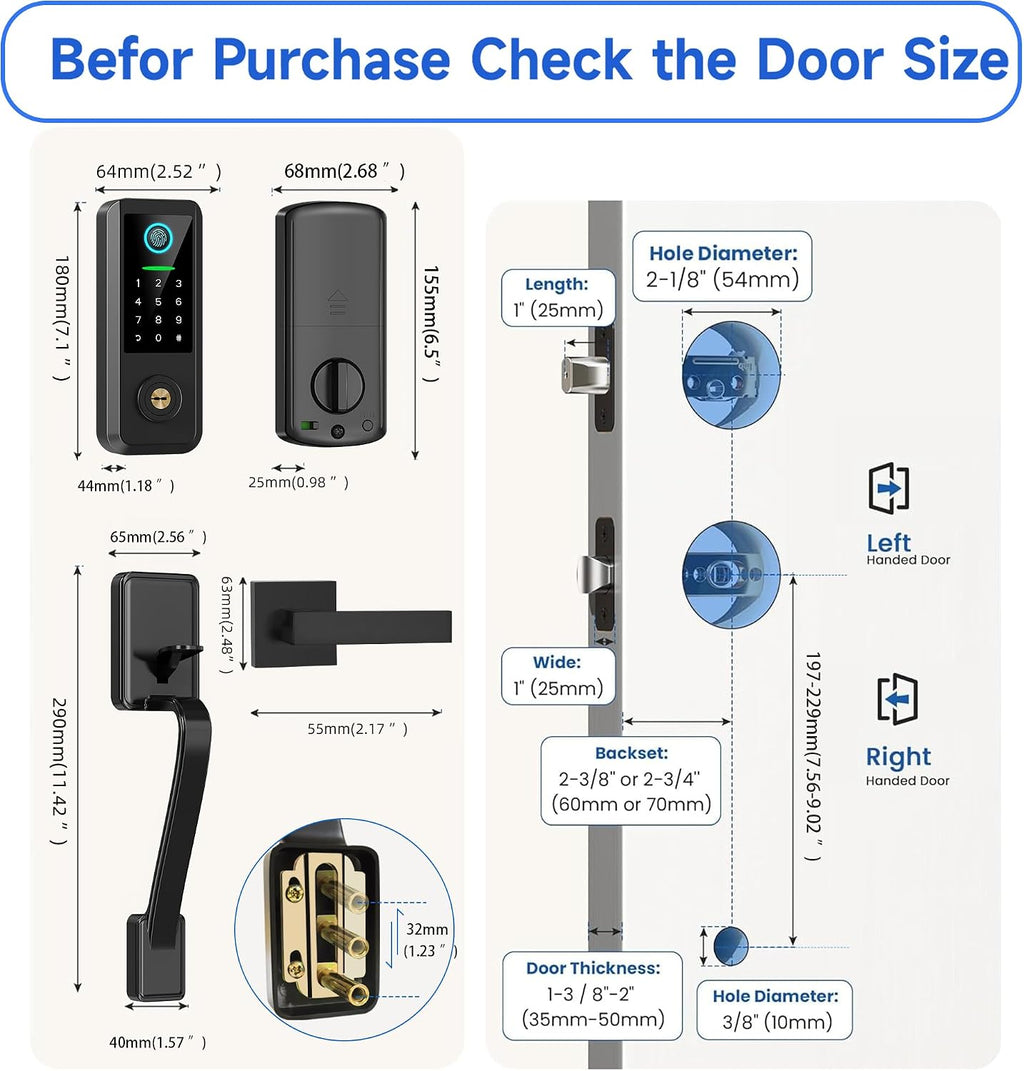 smart keyless entry door lock with handle –, package contents