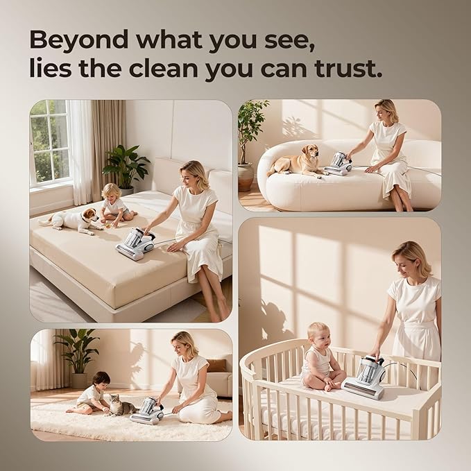 JIGOO Bed Vacuum Cleaner with Dust Sensor, Mattress Vacuum Cleaner with UV &