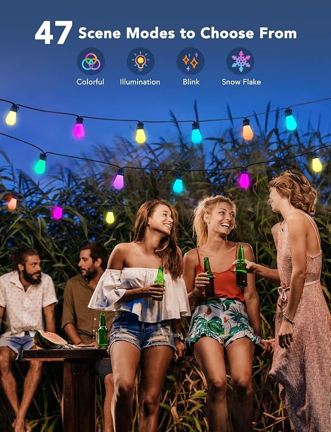 Govee Smart Outdoor String Lights H7029, 24ft RGBIC Outdoor Lights