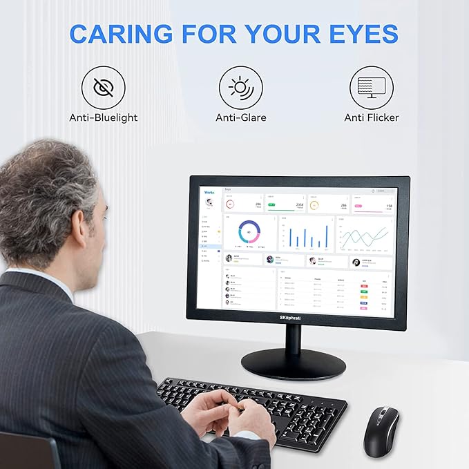 SKitphrati 15.6 Inch Small PC Monitor, FHD VA 1080P Desktop Display