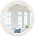 Tanmicoshomy Round Wall Mirror 28 Inch, Circle Mosaic Mirror
