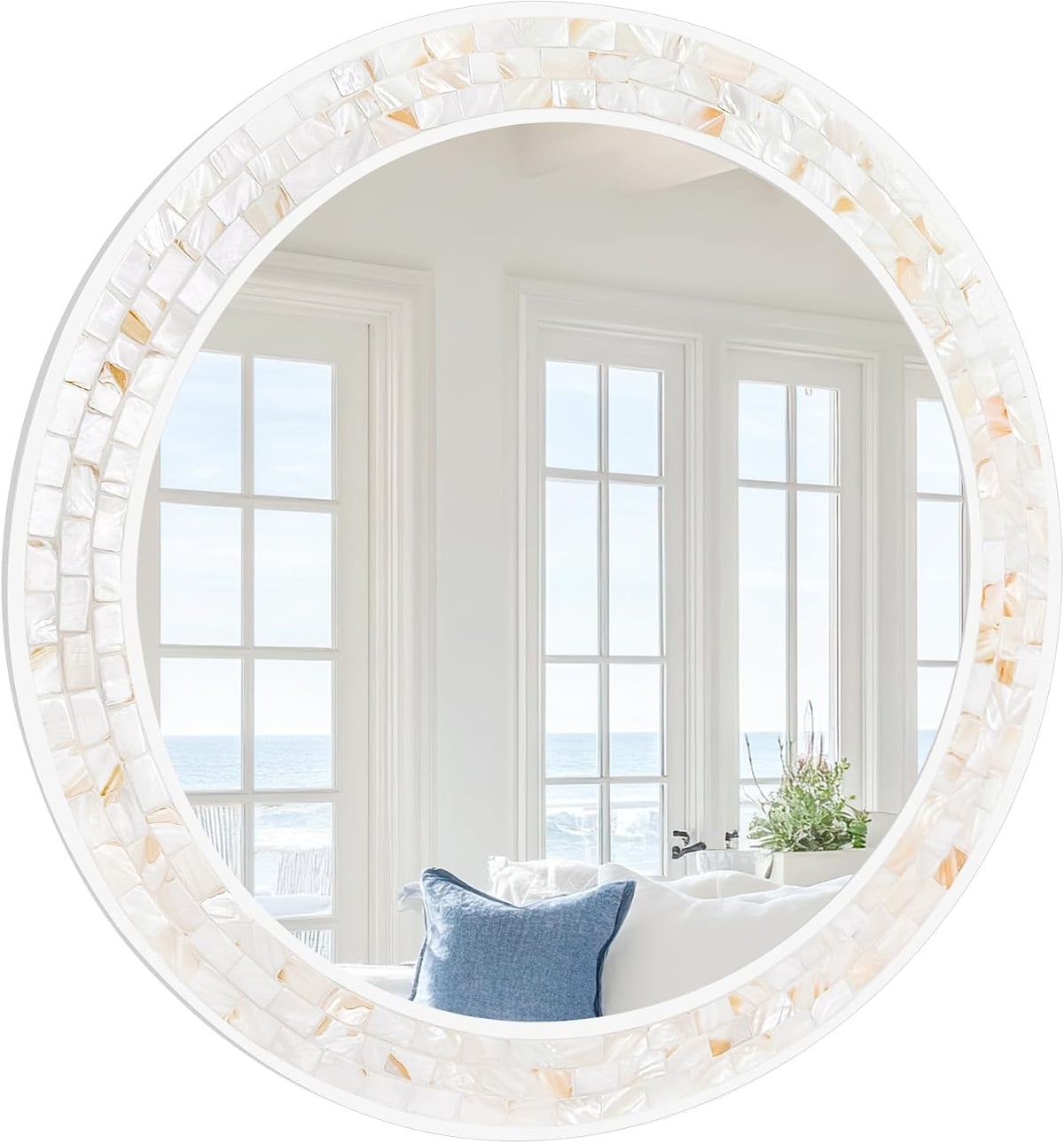Tanmicoshomy Round Wall Mirror 24 Inch, Circle Mosaic Mirror