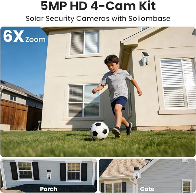 SOLIOM- 5MP Security Cameras Wireless Outdoor, No Subscription, 2-Cam Pack