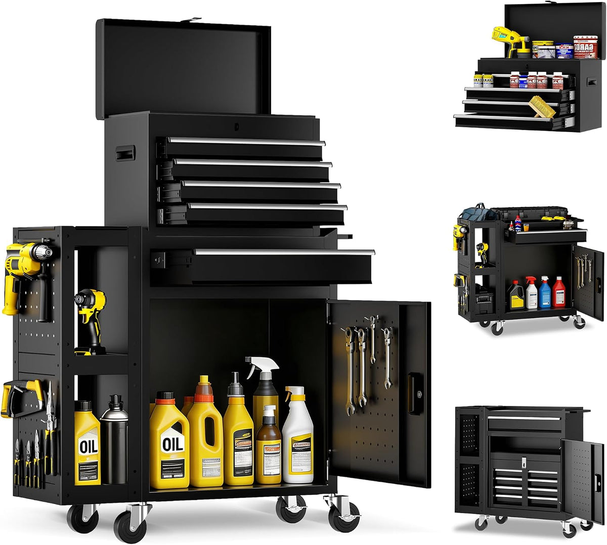 5 Drawer Rolling Tool Chest, 3-in-1 Assembled Tool Cabinet