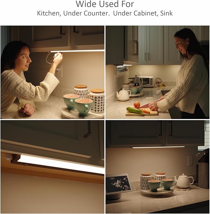 Leetdud Under Cabinet Lighting Plug in or Hardwired Built-in Dimmer, 40 Inch 20W