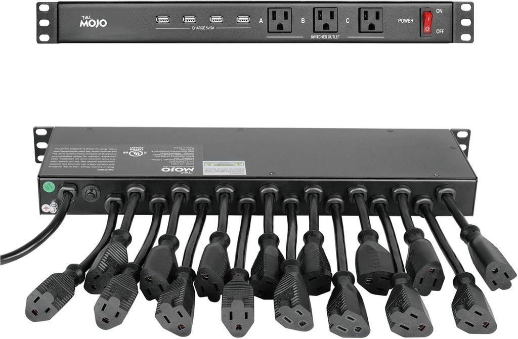 Tecmojo 1U Rack Mount 19 Outlet PDU Power Distribution Unit Power Strip Circuit
