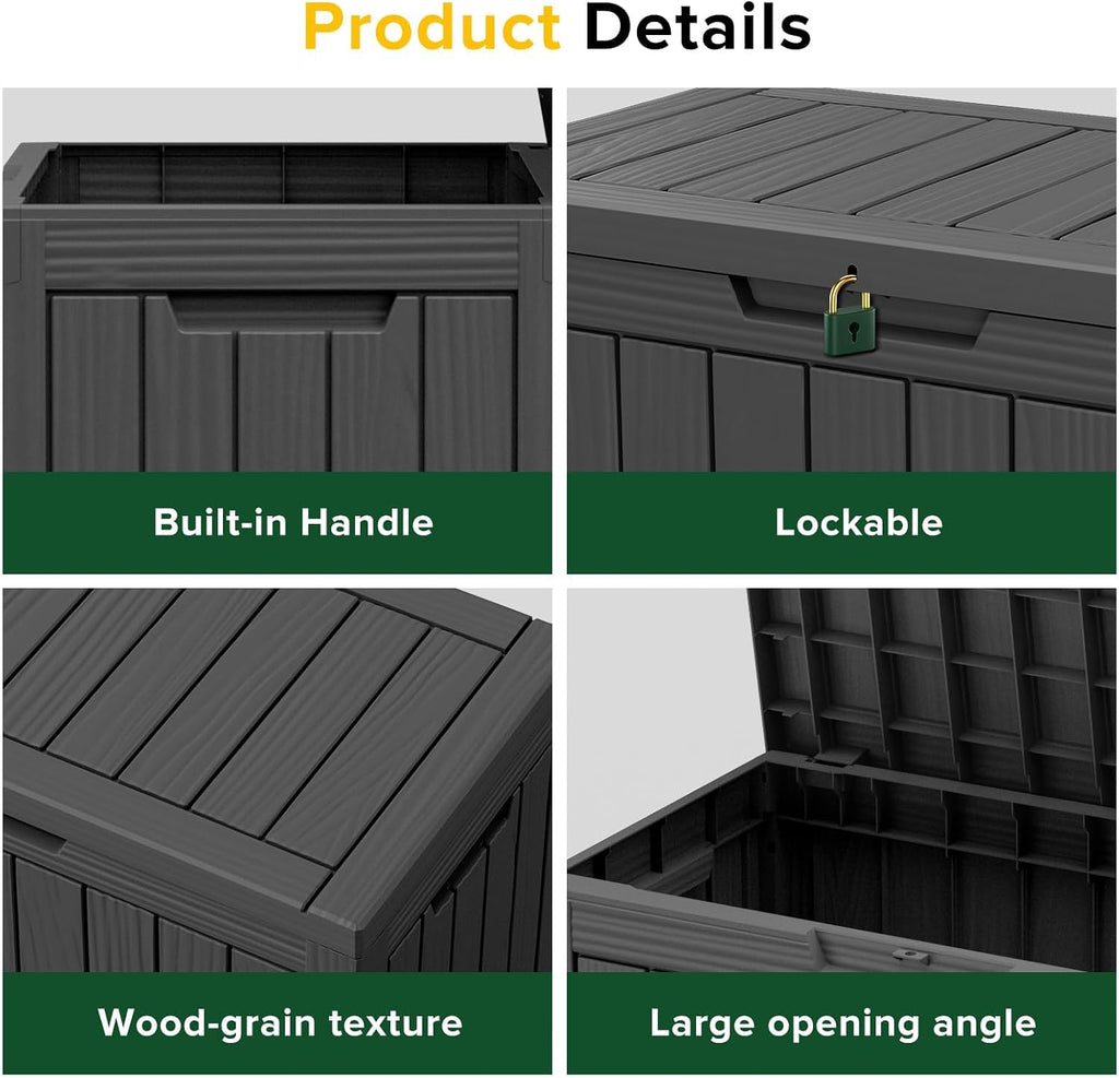 outdoor storage box 45gal waterproof resin deck box,uv-resistant, package contents