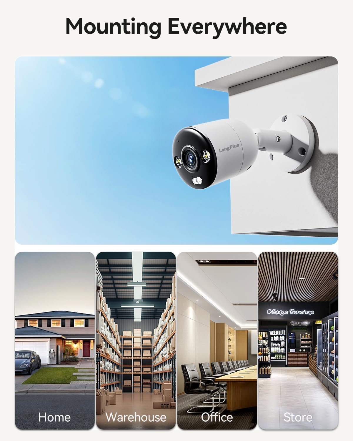 longplus 4k-uhd 8mp poe security camera, work with, package contents