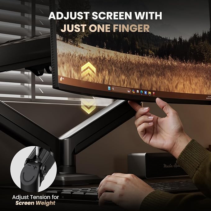 SIAGO Dual Monitor Stand, 15 to 32 Inch Monitor Arm, Adjustable Monitors Mount