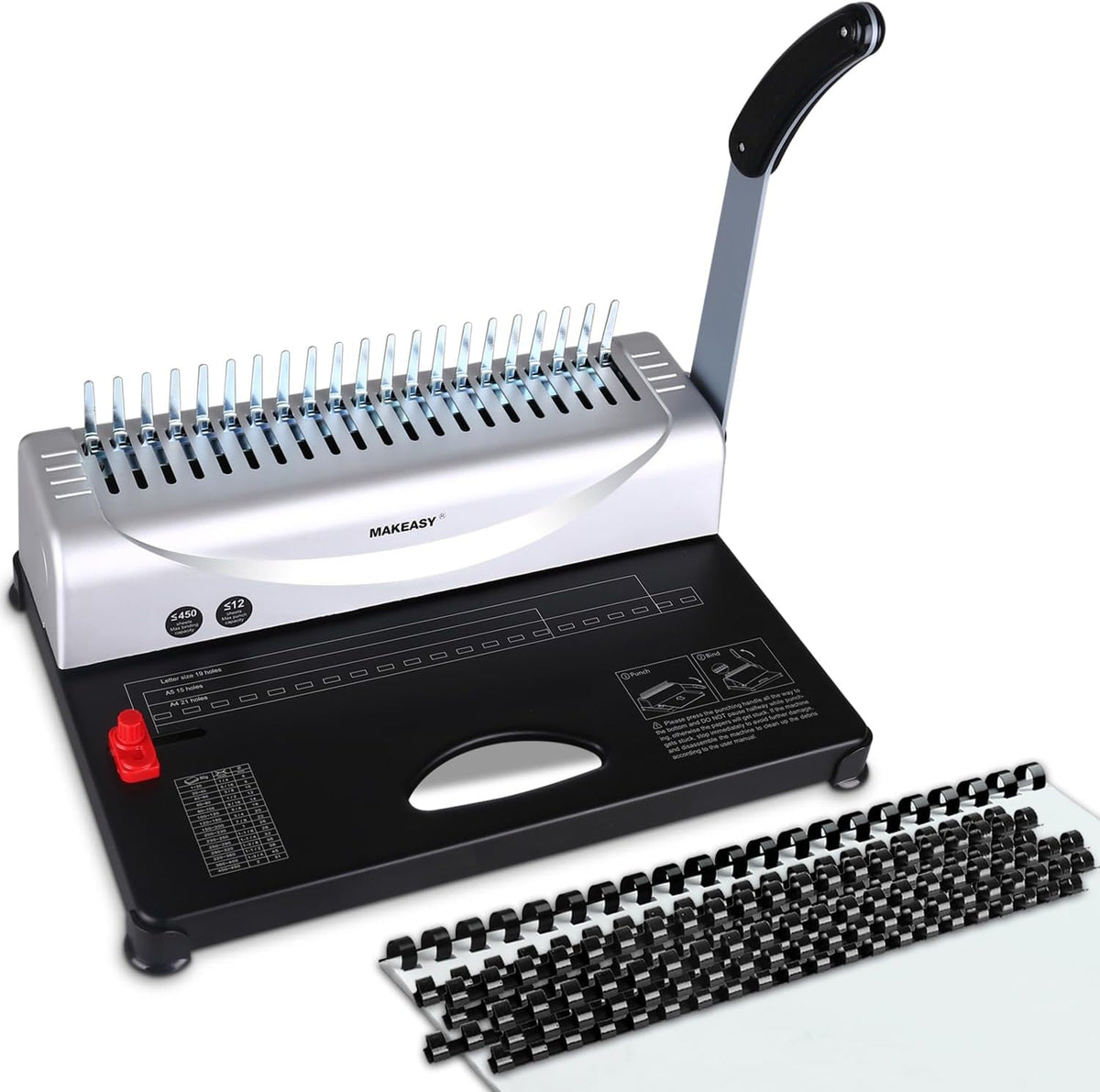MAKEASY Binding Machine, 450 Sheets, Comb Binding Machines