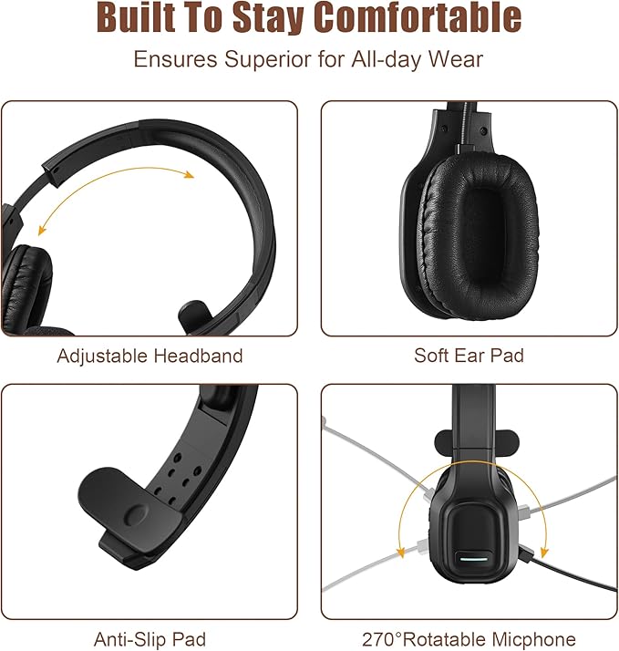 COMEXION Trucker Bluetooth Headset V5.0, Wireless Headset
