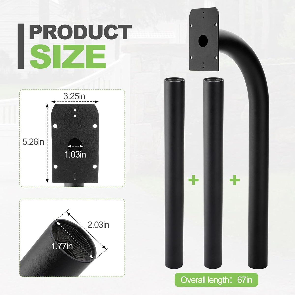 keypad mounting post, 67" compatible with mighty mule, side view