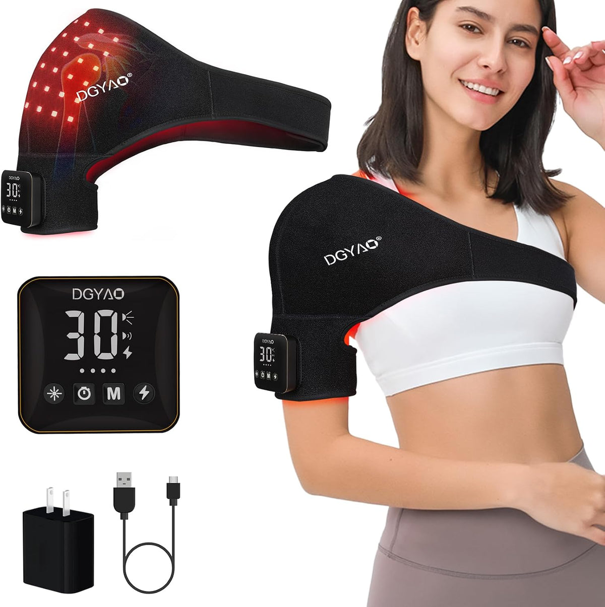 Cordless Shoulder Red Light Therapy Belt, Portable Near Infrared Light Therapy