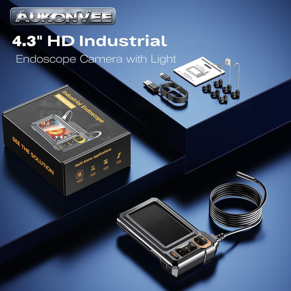 endoscope camera with light, 1920p hd borescope, 4.3", view 9