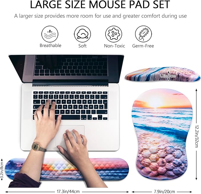 Mouse Pad Wrist Support, Laokiiy 2 in1 Keyboard Wrist Rest+ Ergonomic Mouse Pad