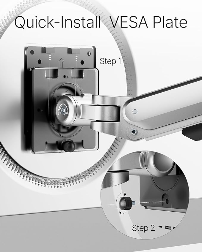 monTEK Deluxe Monitor Arm with USB A/C up to 40 Inch Holds 26.4 lbs Curved