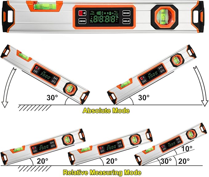 eOUTIL 15.7-Inch Digital Torpedo Level & Angle Finder – IP54 Waterproof