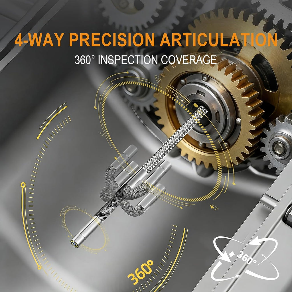 3.9mm 4-way articulating borescope with light, 5" ips shown in use