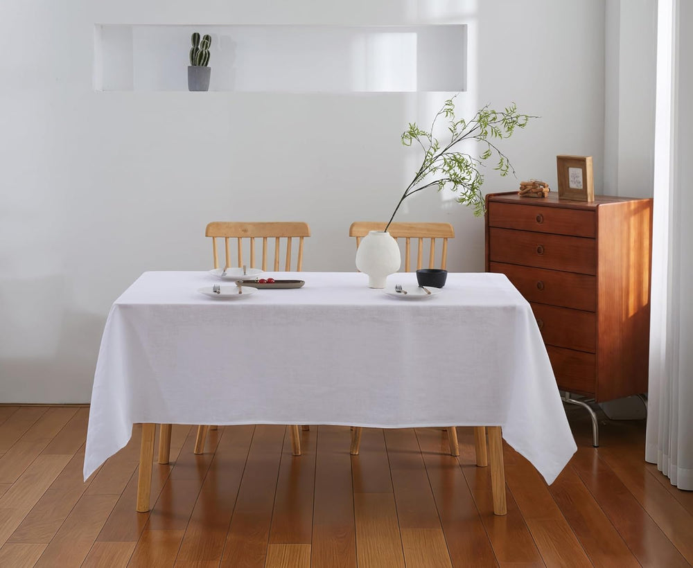 100% French Flax Linen Tablecloths Rectangle 132Lx60W Inch for Dinners, Parti...