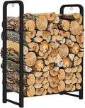 Firewood Rack Stand 2ft Heavy Duty Logs Holder for Outdoor Indoor Fireplace Metal Wood Pile Storage Stacker Organizer, Matte Black