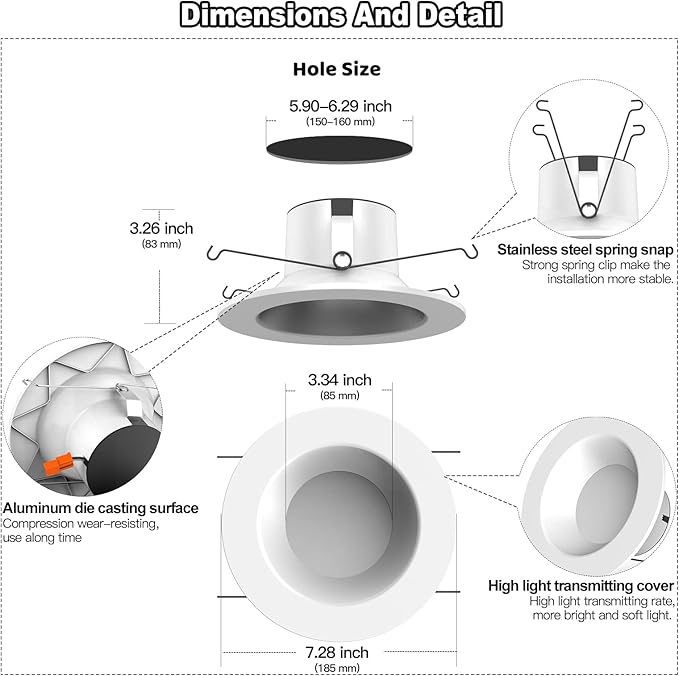 VANANCE Smart Recessed Light 6 Inch, APP Control, Cool to Warm White, (6Pack)