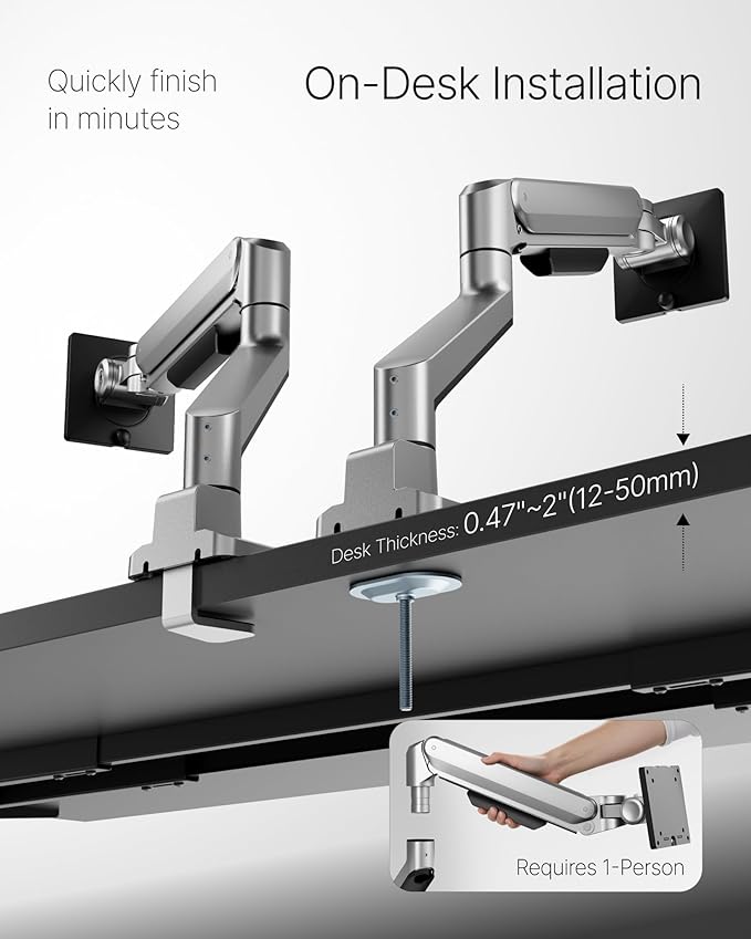 monTEK Deluxe Monitor Arm with USB A/C up to 40 Inch Holds 26.4 lbs Curved
