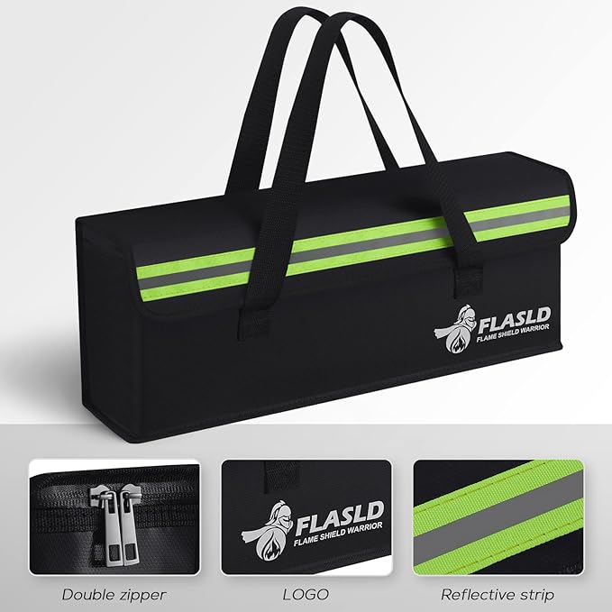 FLASLD 2-Pack Lipo Fireproof Bag Ebike Accessories Battery Charging Case Charge