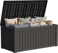 150 Gallon Resin Large Deck Box Organization and Storage Box for Patio, Outdoor Cushions, Garden Tools, Black | Hydraulic Pistons, Resin, Weatherproof