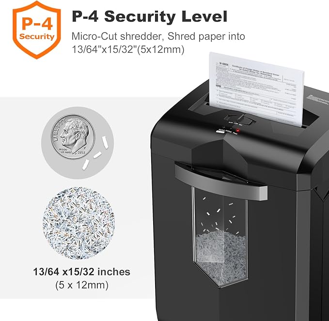 Bonsaii 16-Sheet Microcut Paper Shredder, 60-Minute Home Office Heavy Duty