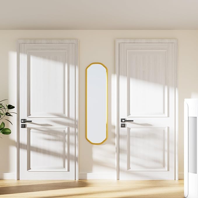 Modern Slim Wall Decor Mirror 10"x44" Gold