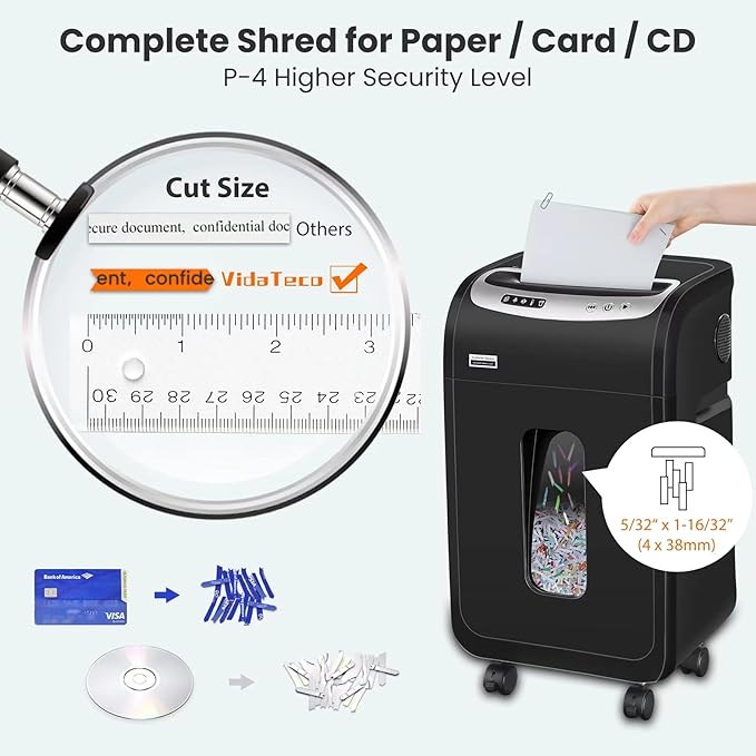 VidaTeco Paper Shredder for Home Office Heavy Duty